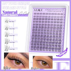 ALICE Cluster Eyelash Extension Kit Natural Wispy Lash Clusters Kit Lash Extension Kit Clear Band 168pcs C Curl 11-13mm Individual Lashes with Lash Glue Bond and Seal Self Application at Home