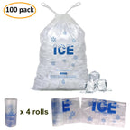 Belinlen 100 PACK 5 lb. Plastic Drawstring Ice Bags 9 x 17 Inch Heavy-Duty Plastic Ice Bags with Draw String (2mil Thickness)