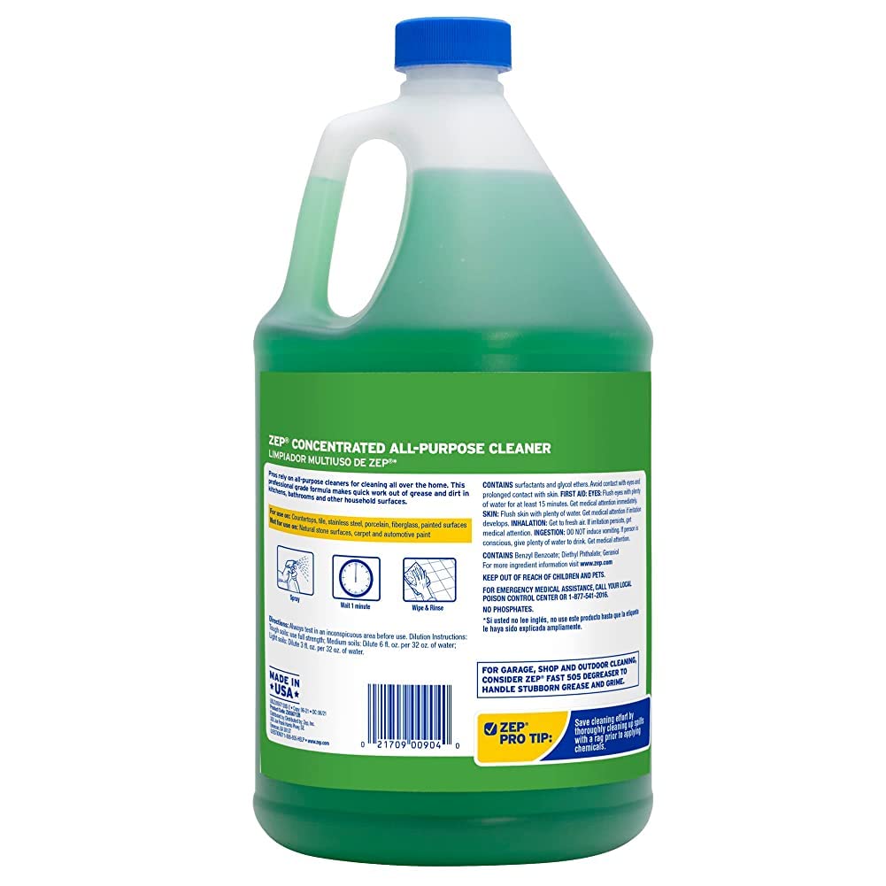 Zep Concentrated All-Purpose Cleaner and Degreaser - 1 Gallon (Case of 4) - ZU0567128 - Cuts Through Grease, Grime and Dirt With Ease, For Professional. Commercial and Household Use