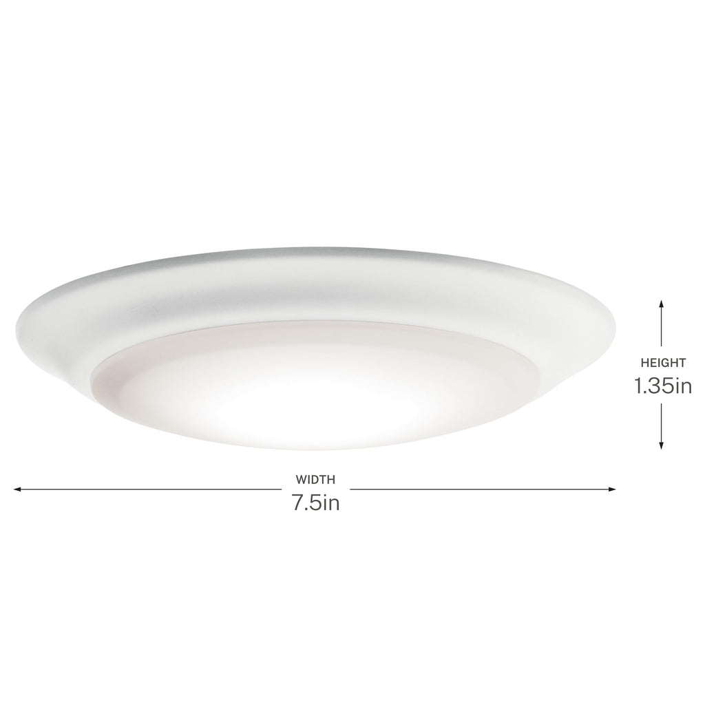 Kichler Gen 1 LED Downlight in White, 7.5” Ceiling Lights Flush Mount, Wet Rated Interior Dimmable Light for Living Room, Dining Room, Kitchen, Bathroom and Bedroom, 4000K, (7.5” x 1.5”), 43846WHLED40