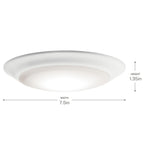 Kichler Gen 1 LED Downlight in White, 7.5” Ceiling Lights Flush Mount, Wet Rated Interior Dimmable Light for Living Room, Dining Room, Kitchen, Bathroom and Bedroom, 4000K, (7.5” x 1.5”), 43846WHLED40