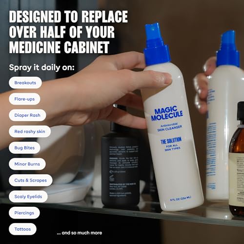Skin Cleanser for All Skin Types, Hypochlorous Acid Spray Helps Heal Acne Prone Skin, Eczema and Itchy Rashes and 50 Other Skin Ailments, Safe for Multiple Daily Uses, 8 oz Spray