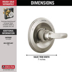 Delta Faucet Foundations 13 Series Single-Function Shower Valve Trim Kit, Shower Handle, Delta Shower Trim Kit, Stainless BT131-SS (Valve Not Included)
