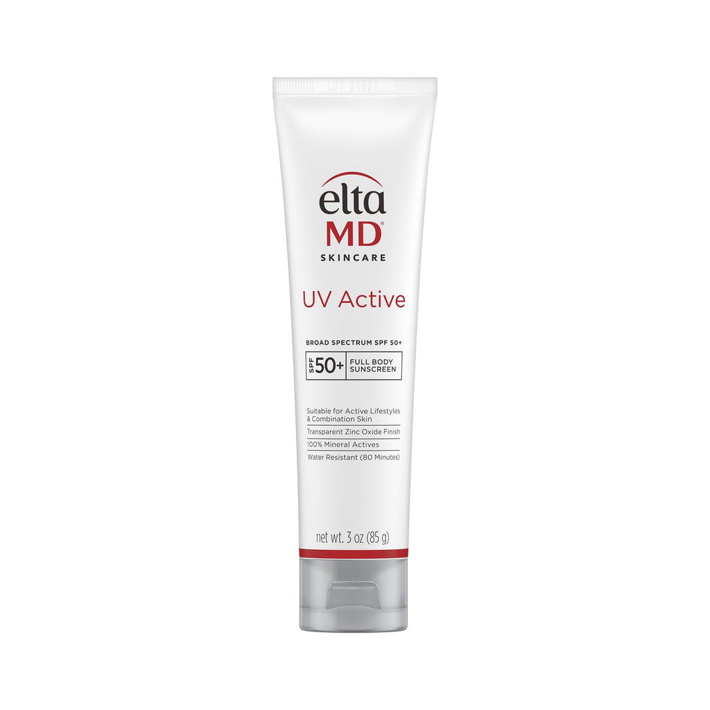 EltaMD UV Active Mineral Sunscreen with Zinc Oxide, Water Resistant Sunscreen SPF 50+ Up to 80 Minutes, Oil Free SPF for Face and Body, 3.0 oz Tube