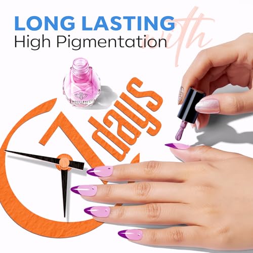 modelones Nail Polish Set, 12 Colors Summer Pink Red Blue Orange Quick Dry Mini Starter Kit, Long Lasting Art DIY Manicure Set at Home for Women Girls