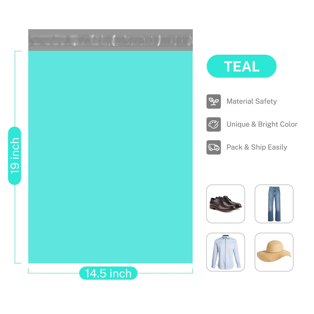 Metronic 1000PC Poly Mailers 14.5x19, Large Shipping Bags for Small Business, Waterproof Mailers Poly Bags, Strong Adhesive Shipping Envelopes for Clothing, Efficient Mailing Envelopes in Teal