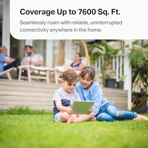 TP-Link Deco BE63 Tri-Band WiFi 7 BE10000 Whole Home Mesh System - 6-Stream 10 Gbps, 4x2.5G Ports Wired Backhaul, 4X Smart Internal Antennas, VPN, MU-MIMO, HomeShield, Free Expert Support (3-Pack)