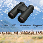 Nikon Prostaff P3 10x42 (16777) Black Binoculars Bundle with Lens Pen, and Cloth - High Powered Compact Adult Binoculars for Hunting, Bird Watching, and Hiking Essentials, Zoom Lightweight Travel