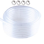 5/8" ID x 13/16" OD - 25 ft Clear Plastic Vinyl Tubing, Flexible PVC Hose Lightweight Tube with 4 Stainless Clamps for Transfer Water Air Oil.