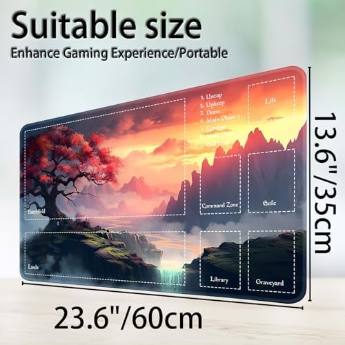 for MTG Game Playmat, for Magic TCG Rubber Play mat,Tabletop Card Playmats with Smooth Surface,Trading Card Inked Game Mat with Zones,Battle Game,Art Tree Sky