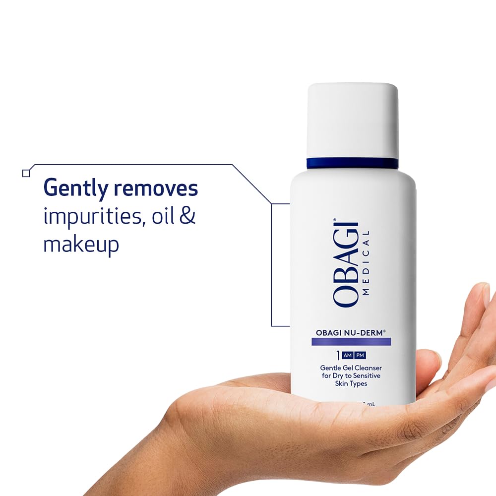 Obagi Nu-Derm Gentle Cleanser – Daily Facial Wash Gently Removes Dirt, Oil, Makeup & Impurities – Skincare Cleanser for Normal, Dry & Sensitive Skin – 6.7 Oz