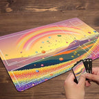 MTG Playmat with Zones Magic Card Playmat Game Mat,TCG & CCG Card Games Mat with Free Storage Bags Size 24 x 14 Inches (with Zones,Sun2)