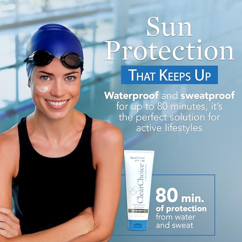 Clear Choice Sunscreen for Face SPF 45, Oil Free Sunblock & Light Moisturizer with Zinc Oxide, Reef-Safe, Broad Spectrum, Water-Resistant, No White Cast, Dermatologist Recommended, 4oz