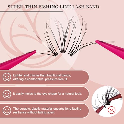 Lash Clusters Kit Wispy Lashes -Lash Clusters Clear Band Eyelash Clusters Natural Look Lash Extension Kit Invisible Band Individual Lashes Clusters 0.07D 8-16MM WideSpan Cluster Eyelash Extension DIY