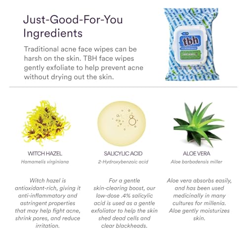 TBH Kids Spot Wash Wipes - Cleansing Face Wipes - Acne Prevention - Sulfate, Paraben Free - 30 Pack.