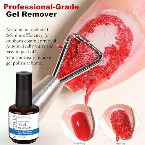 LOUINSTIC Gel Nail Polish Remover – Fast, No Soak & No Foils, Safe for Natural Nails, Healthy, Low Odor, Quick Gel Removal in 2-5 Minutes – For Gel Nail Polish & Nail Art, At-Home Manicure Solution