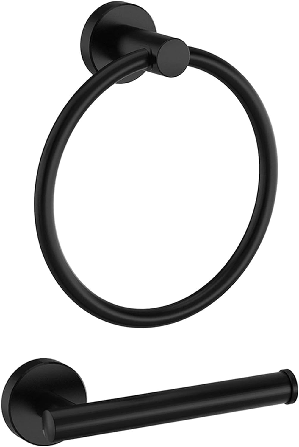 Marmolux Acc 2 PCS Matte Black Bathroom Hardware Set - Hand Towel Holder for Bathroom Wall + Black Toilet Paper Holder Wall Mount | Towel Holder Hanger Rack Stainless Steel Bathroom Set - Towel Rack