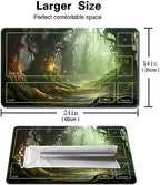 MTG Playmat Size 24x14in Free Storage Bags Non-Slip Backing, Ideal for Card Game Enthusiasts TCG Playmat (Forest Spirit Realm-Deck)