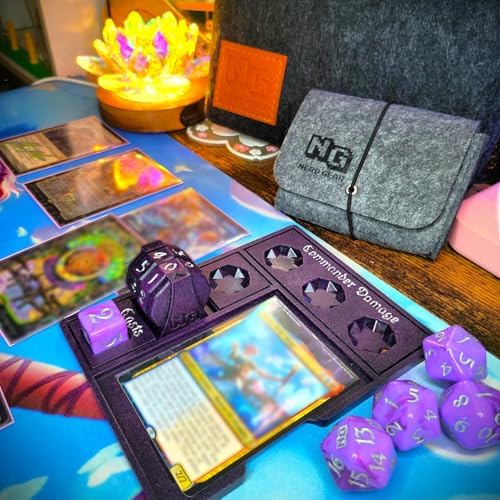 NERD GEAR Commander Essentials Kit - Ultimate Accessory for MTG Commander EDH - MTG Command Zone Tray - Health Counter - Spin Down Dice - Dry Erase Tokens (Midnight Forest)