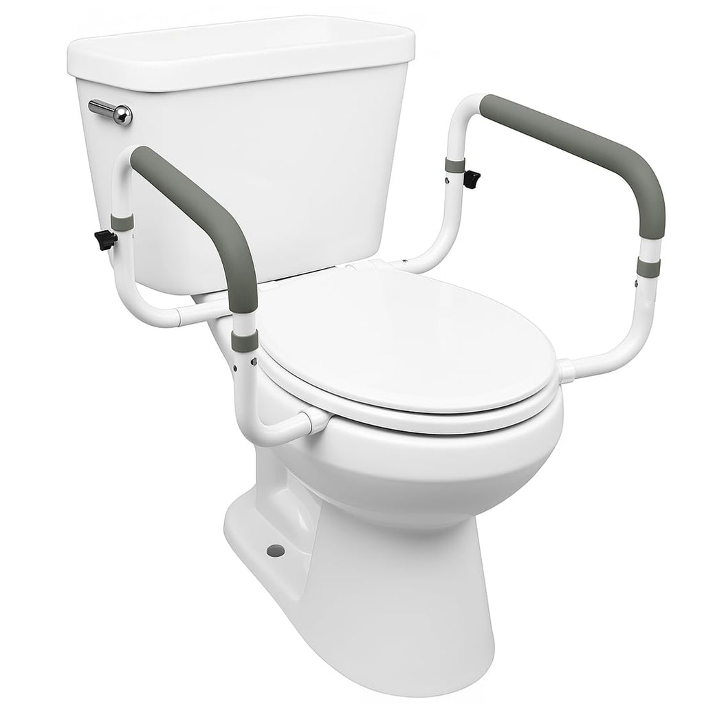 Carex Toilet Safety Frame - Toilet Safety Rails With Adjustable Width - Toilet Rails For Elderly, Handicap, Home Health Care Equipment After Surgery, Supports 300lbs
