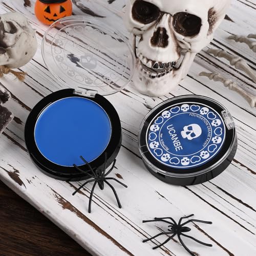 UCANBE Blue Face Body Paint Makeup Foundation, Professional Non-Toxic Greasepaint Palette for Kids & Adults Party, Cream Facepaints for Halloween Cosplay Theater Costume Stage SFX Dress-Up Makeup