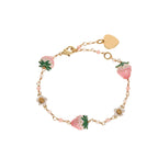 BSL juicy Women's Stylish Versatile Bracelet - Elegant White Flower, Pink Strawberry Charm, Fresh & Sweet Bohemian Design Jewelry, Perfect Friendship Gift for Friends & Loved Ones