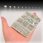 8000pcs Non Hotfix Rhinestones 10 Sizes Flatback Crystal Glass Rhinestones with Tweezers and Picking Pen for Nail Art Clothes Bags Phone Decorations Crafts DIY (001ab Crystal AB Mix SS3-SS30)