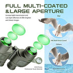 Hooway 7x50 Waterproof Floating Marine Binocular w/Internal Rangefinder & Compass for Navigation,Boating,Bird Watching and More(Army Green