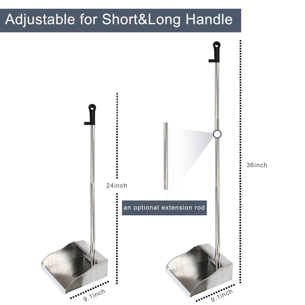 3 Pack Stainless Steel Dustpan Metal Dustpan with Handle Heavy Duty Dust Pan Upright Dust Pan for Home Office Lobby