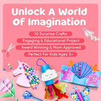 Unicorn Craft Box - 10 Fun Arts and Crafts for Kids Ages 4-8, No Mess, Educational, Mermaid Art Projects, Toddler Crafts & Activities Kit with Supplies, Gift for Girls 3 4 5 6 7 8 Years Old