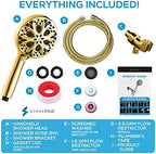 SparkPod 10-Mode Handheld Shower Head with Hose - 5" High Pressure Shower Head Set with Touch-to-Clean Nozzles, Built-In Power Jet, Stainless Steel 6ft Hose & Bracket (Egyptian Gold)