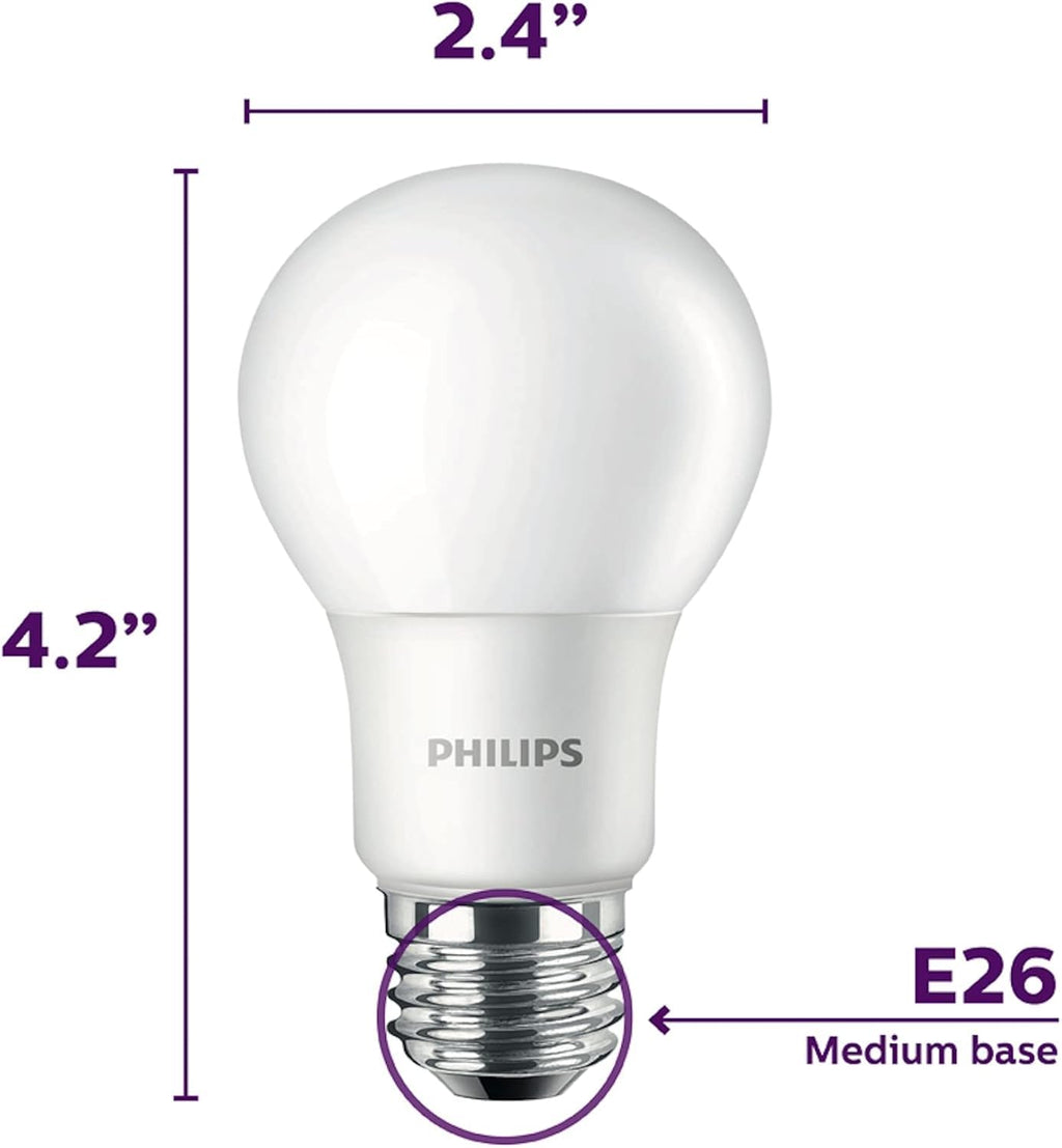 PHILIPS LED 60W A19 24-Pack Basic Soft White Light Bulbs (2700K) 800 Lumen (8.8W = 60W) Frosted Flicker-Free Light Bulbs (E26 Base)