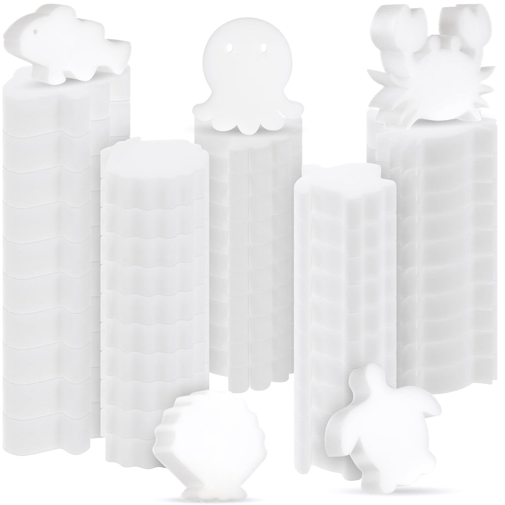 Zhehao 50 Pack 5 Shapes Hot Tub Sponge Absorber Oil Absorbing Sponge Foam Hot Tub Scum Absorber for Swimming Pool Spa Cleaning Accessories(White)