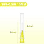 30 Gauge 1/2 Inch Disposable Needles with Caps - Luer Lock Lab Dispensing Accessories Individually Wrapped, Box of 50