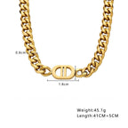 Plerjom Gold Jewelry Set for Women,Classic 18K Gold Ladies' Letter Necklace and Bracelets,Elegant Cuban Chain,Women Valentine Anniversary Birthday Friendship Gift (Fashion)