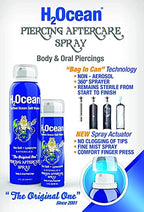 H2Ocean Piercing Aftercare Spray, Saline Spray for Piercings Cleaning Solution, with Sea Salt Nipple, Ear, Nose, Lip, Belly Piercings Cleaning Spray with Sea Salt & Bump Treatment, Set of 2