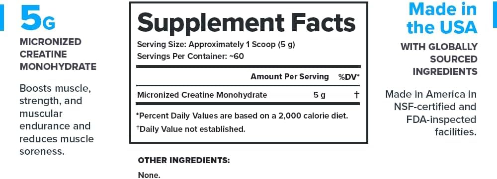 LEGION Micronized Creatine Monohydrate Supplement - Clean Creatine Powder for Muscle Gain & Post Workout Recovery - Micronized Creatine Supplement for Maximum Absorption (60 Servings, Unflavored)