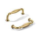 khtumeware 10 Pack 3-1/2inch(89mm) Hole Center Brushed Brass Cabinet Pulls Solid Heavy-Duty Satin Brass Tradition Handles Hardware for Bathroom Dressers Pull cabinets