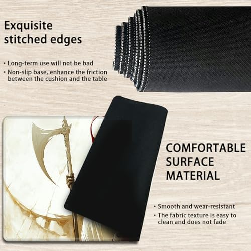 Playmats for Magic: The Gathering MTG Card Game Mat Plus 50 Pcs Card Sleeves, 24 x 14 inch TCG Mat with Stitched Edge for Commander Deck Duskmourn Board Game, Female Demo Holds Scythe