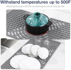 Silicone Sink Protector 26"x14" Center Drain Hole, Heat Resistant Non-slip Dishwasher Suitable, Large Mat for Bottom of Farmhouse Kitchen Stainless Steel Sink(Grey)