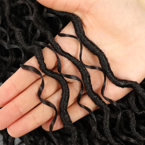 8 Packs Curly Boho Braids Faux Locs Crochet Hair, 18 Inch Goddess Locs Crochet Hair, Hippie Locs, Hair Extensions (18 Inch, 8 Packs, 4#)