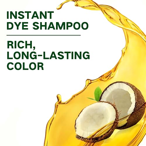 Coconut Grape Instant Hair Color Shampoo - Long-lasting Red Dye for All Hair Types, 3-in-1 Formula for Women & Men