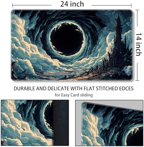 MTG Playmat Magic Card Playmat Game Mat,TCG & CCG Card Games Mat with Free Storage Bags Size 24 x 14 Inches (No with Zones,Eye)