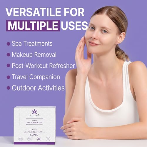 Disposable Face Towels, 10" x 12", Ultra Thick Face Towelettes for Sensitive Skin, Extra Soft Makeup Remover Dry Wipes, 100 Count