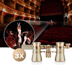 Aomekie Opera Glasses Binoculars 3X25 Theater Glasses Mini Binocular Compact with Handle for Adults Women in Musical Concert（Gold）