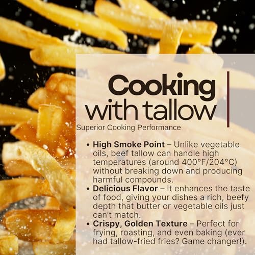 Beef Tallow for Cooking 7 LB, 3X Rendered from Suet Amercian Cattle - No Additives For Skincare or Cosmetics Lotions, Skin, Balms, Soap, Face, Creams,Moisturizer) Keto, Carnivore, Paleo Friendly