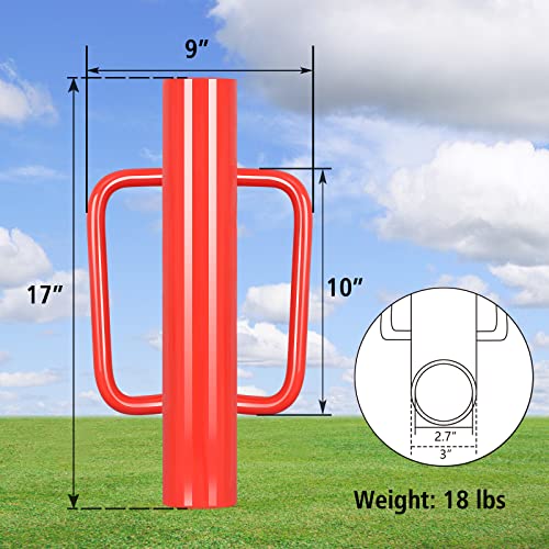 Gtongoko 18LB T Post Driver with Handles Heavy Duty Fence Post Driver Post Pounder for T-Posts，U Channel，Metal Post and Sign Post Pole Driver Tool,17 Inch Red