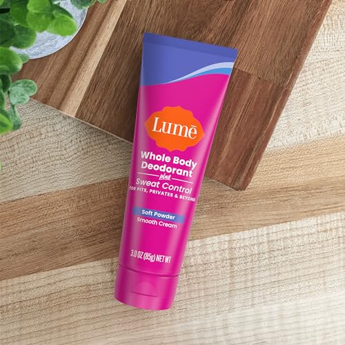 Lume Whole Body Deodorant Plus Sweat Control - Smooth Cream Tube - 72 Hour Odor And Sweat Control - Baking Soda Free, Skin Loving - 3.0 ounce (Pack of 2) (Soft Powder)