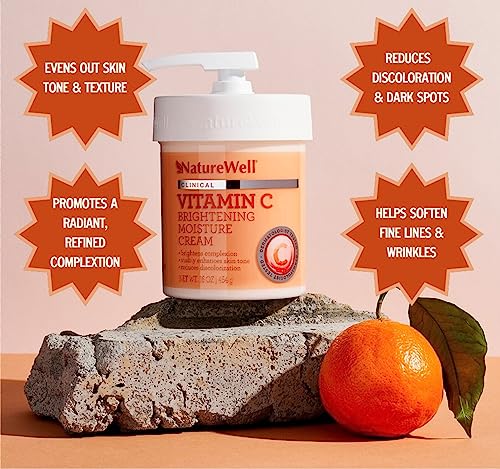 NATURE WELL 2.0 Vitamin C Brightening Moisture Cream for Face, Body, & Hands, Visibly Enhances Skin Tone, Helps Improve Overall Texture & Provides Lasting Hydration, 16 Oz (Packaging May Vary)