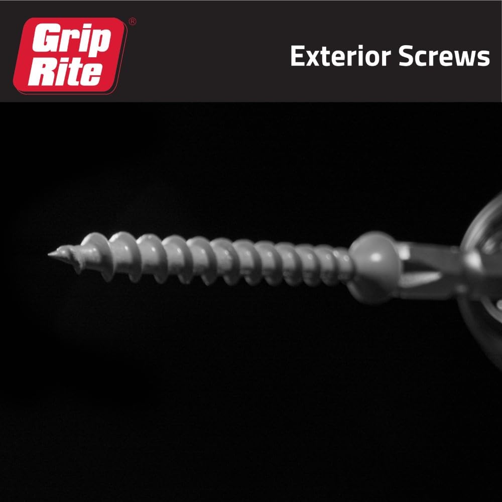 Grip-Rite Exterior Screws - Safe for Use in Treated Lumber - #2 Phillips Bugle Head - Coarse Thread Deck Screws - PrimeGuard Coating - 1lb Box - #9 x 3 - Gray - PTN3S1